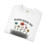"Bloom Where You Overthink" Wildflower Scribble Tee