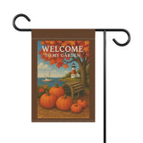 Welcome to My Garden – New England Coastal Harvest Banner, Autumn Decor, Seasonal Flag, Outdoor Home Accent, Harvest Decoration