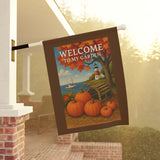 Welcome to My Garden – New England Coastal Harvest Banner, Autumn Decor, Seasonal Flag, Outdoor Home Accent, Harvest Decoration