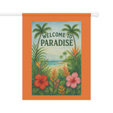 Welcome to Paradise – Tropical Garden & Beach Banner, Tropical Outdoor Decor, Summer Welcome Sign, Home & Garden Flag, Beach-Themed Decoration