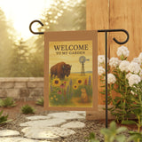 Welcome to My Garden – Great Plains Prairie Banner, Decorative Garden Flag, Outdoor Home Décor, Bison & Flowers, Nature Lover Gift, Lawn Flag, Summer Decoration