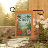 Welcome to Paradise – Tropical Garden & Beach Banner, Tropical Outdoor Decor, Summer Welcome Sign, Home & Garden Flag, Beach-Themed Decoration
