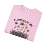 "Bloom Where You Overthink" Wildflower Scribble Tee