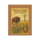 Welcome to My Garden – Great Plains Prairie Banner, Decorative Garden Flag, Outdoor Home Décor, Bison & Flowers, Nature Lover Gift, Lawn Flag, Summer Decoration