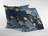 Decorative pillow with floral pattern blue shades