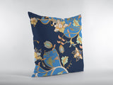Decorative pillow with floral pattern blue shades
