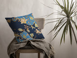 Decorative pillow with floral pattern blue shades