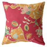 Decorative pillow with floral pattern red
