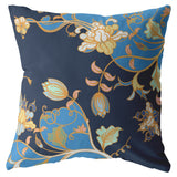Decorative pillow with floral pattern blue shades
