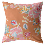 Decorative pillow with floral pattern on an orange background