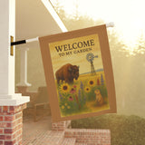Welcome to My Garden – Great Plains Prairie Banner, Decorative Garden Flag, Outdoor Home Décor, Bison & Flowers, Nature Lover Gift, Lawn Flag, Summer Decoration