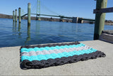 5 Stripe Lobster Rope Mat Black, Teal Light Gray