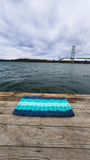5 Stripe Lobster Rope Mat Navy Blue, Teal, Seafoam