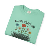"Bloom Where You Overthink" Wildflower Scribble Tee