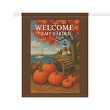 Welcome to My Garden – New England Coastal Harvest Banner, Autumn Decor, Seasonal Flag, Outdoor Home Accent, Harvest Decoration
