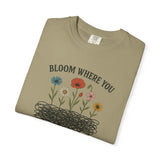 "Bloom Where You Overthink" Wildflower Scribble Tee