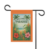 Welcome to Paradise – Tropical Garden & Beach Banner, Tropical Outdoor Decor, Summer Welcome Sign, Home & Garden Flag, Beach-Themed Decoration