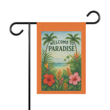 Welcome to Paradise – Tropical Garden & Beach Banner, Tropical Outdoor Decor, Summer Welcome Sign, Home & Garden Flag, Beach-Themed Decoration