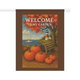 Welcome to My Garden – New England Coastal Harvest Banner, Autumn Decor, Seasonal Flag, Outdoor Home Accent, Harvest Decoration