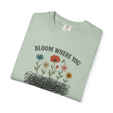 "Bloom Where You Overthink" Wildflower Scribble Tee