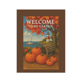 Welcome to My Garden – New England Coastal Harvest Banner, Autumn Decor, Seasonal Flag, Outdoor Home Accent, Harvest Decoration