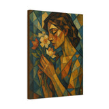 Woman Smelling Flowers Abstract Geometric Cubist Art Canvas Wall Decor