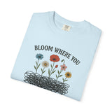 "Bloom Where You Overthink" Wildflower Scribble Tee