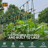 Garden trellis system with plants in a garden setting, featuring the brand 'GBITE'.