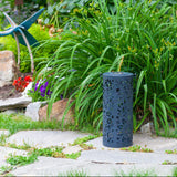 Bloom Punched Metal Solar Lantern - Midnight Blue