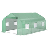 Green greenhouse with transparent sides on a white background