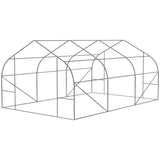 Geometric line drawing of a greenhouse structure on a white background