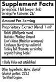 Supplement facts label with ingredients listed on a white background