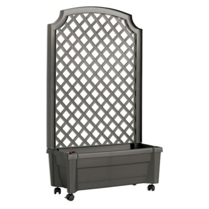 planter box on wheels with trellis Indoor/Outdoor Grey Polypropylene Self Watering Planter with Trellis o