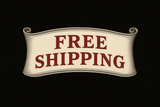 Free shipping banner with decorative border on a black background