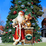 Silent Night Santa Christmas Outdoor Yard Sign by D. Gelsinger - Christmas Santa Snowman Decor - 8461013F-1315