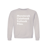Monstera, Calathea, Pothos & Pilea Plant Lover Sweatshirt – Organic Cotton Raglan