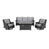 Lassen 4-Piece Firepit Set with Swivel Rocking Chairs