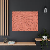 Coral Monstera Canvas Print – Botanical Wall Art