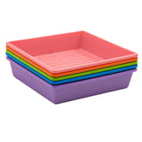 Stack of colorful plastic trays on a white background 1010 Trays 2.5" Deep - Extra Strength