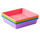 Stack of colorful plastic trays on a white background 1010 Trays 2.5" Deep - Extra Strength