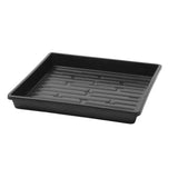 Black rectangular plastic tray with drainage holes on a white background1010 Shallow Seed Trays