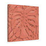 Coral Monstera Canvas Print – Botanical Wall Art