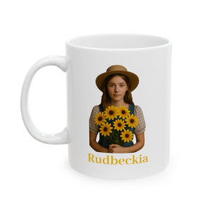 Charming Country Girl Ceramic Mug with Rudbeckia Design - Perfect for Coffee Lovers, Gift for Friends, Daily Inspiration, or Morning Routine