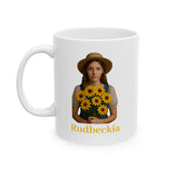 Charming Country Girl Ceramic Mug with Rudbeckia Design - Perfect for Coffee Lovers, Gift for Friends, Daily Inspiration, or Morning Routine