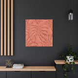 Coral Monstera Canvas Print – Botanical Wall Art