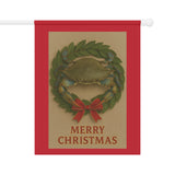 Merry Christmas, Blue Crab Wreath Garden Banner