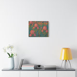 Van Gogh Style Pink Iris Garden Painting, Impressionist Floral Wall Art
