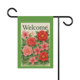 Welcome – Camellia & Azalea Garden Banner, Floral Welcome Flag for Home, Outdoor Decor, Housewarming Gift, Garden Party