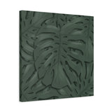 Deep Green Monstera Canvas Print – Botanical Wall Art