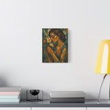 Woman Smelling Flowers Abstract Geometric Cubist Art Canvas Wall Decor